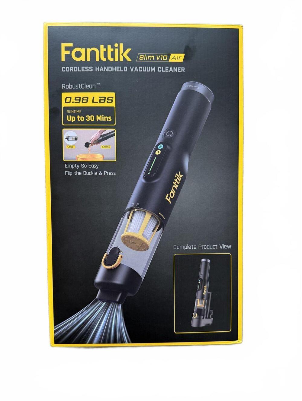 NEW! Fanttik Slim V10 Lite Handheld Vacuum, All-in-One Base, Lightweight